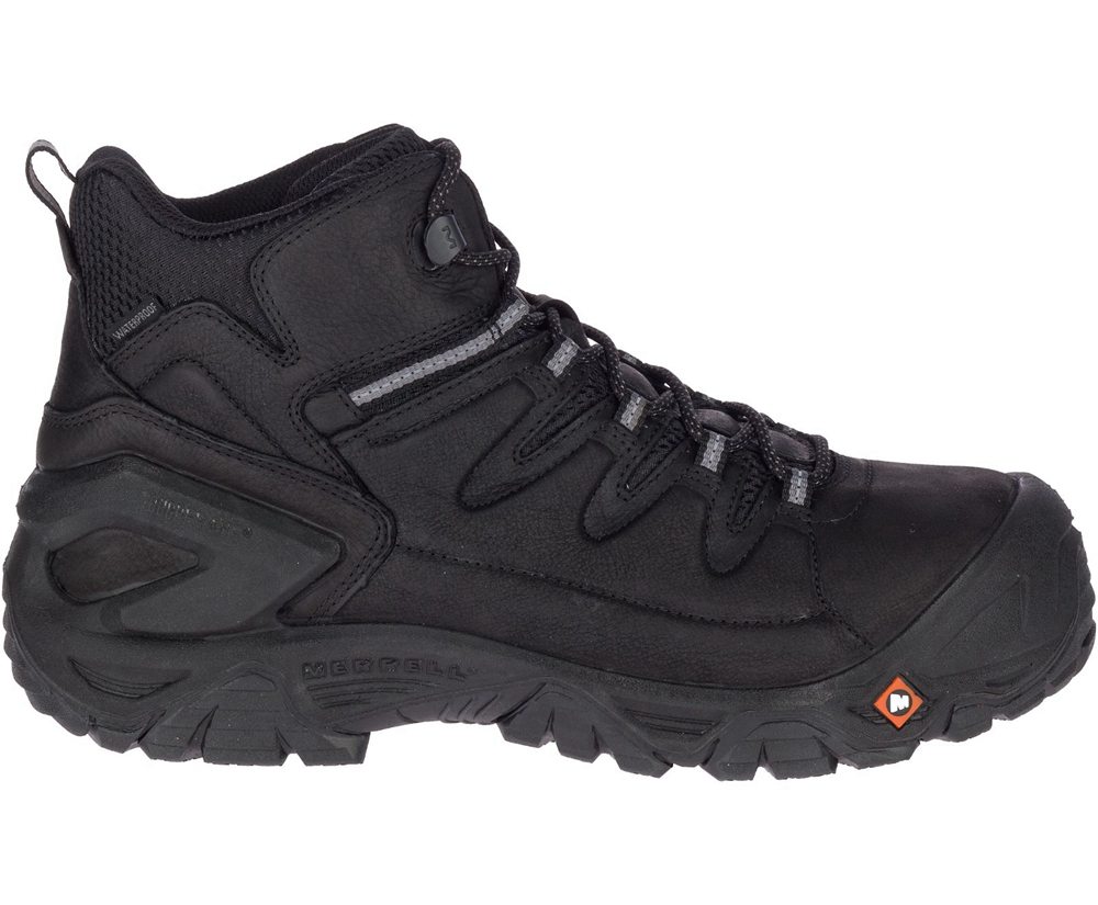 Botas Homem - Merrell Strongfield Couro 6" Waterproof Comp Toe - Pretas - DMJ931576